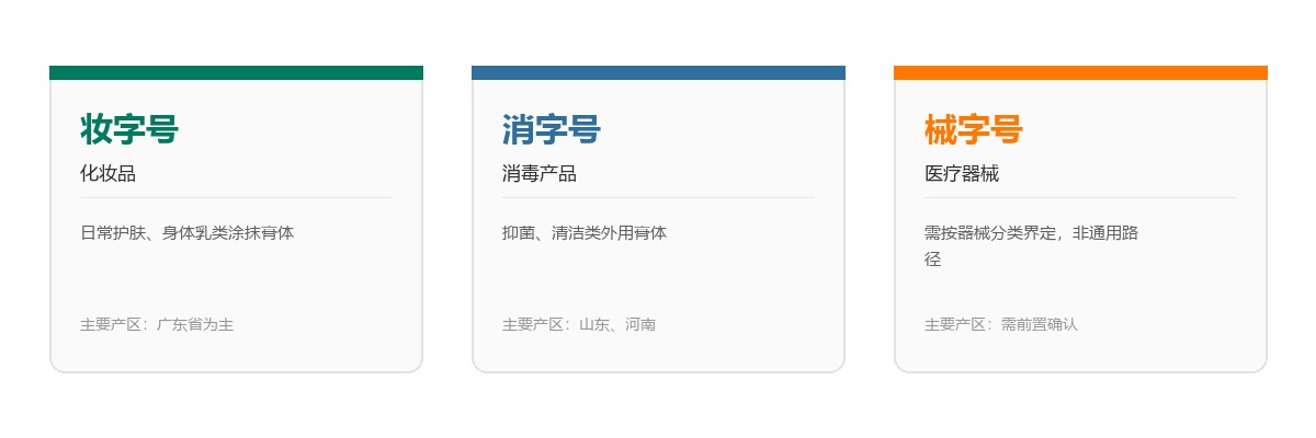 按摩膏三种字号路径对比：妆字号化妆品、消字号消毒产品、械字号医疗器械